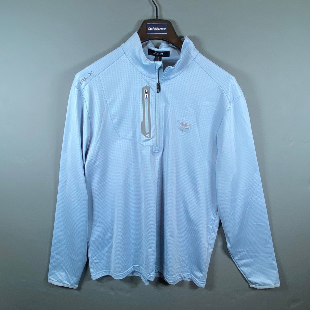 RLX Ralph Lauren Golf Quarter Zip Pullover Mens XL Blue Performance Stretch Top